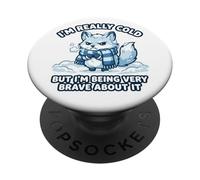 Funny I’m Really Cold But Very Brave About It Arctic Fox PopSockets Adhesive PopGrip