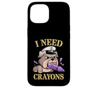 Funny I NEED CRAYONS Bulldog Father Son Military Soldier Dad Case for iPhone 15