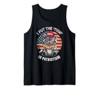 Funny I Put TISM in Patriotism Raccoon Autism Teacher Tank Top