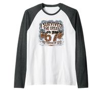 Funny I Survived Great 67 Outbreak Joke 6 7 Bruh Gen Alpha Z Raglan Baseball Tee