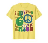 Funny I SURVIVED The SIXTIES TWICE 70th Birthday Retro 60s T-Shirt