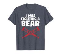 Funny I was Fighting A Bear | Crutches Injury T-Shirt, Men, Heather Blue, Medium