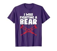 Funny I was Fighting A Bear | Crutches Injury T-Shirt, Men, Purple, XX-Large