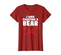 Funny I was Fighting A Bear | Crutches Injury T-Shirt, Women, Cranberry Red, Medium