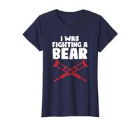 Funny I was Fighting A Bear | Crutches Injury T-Shirt, Women, Navy Blue, Small