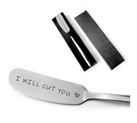 Funny I Will Cut You Stainless Steel Engraved Butter Cheese Knives, Peanut Butter Breakfast Spreader for Baker's Peanut Butter Lovers, Valentine's Day Gift For Husband Wife Boyfriend Girlfriend