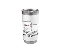 Funny I Work On Computers Cat Shirt Funny Computer Cat Stainless Steel Insulated Tumbler