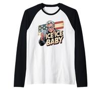 Funny Ice Baby Tough Guy Illustration Raglan Baseball Tee