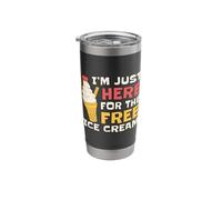 Funny Ice Cream Lover Gift Just Here Free Ice Cream Joke Stainless Steel Insulated Tumbler