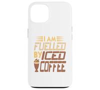Funny Iced Coffee Lover Humor Powered by Caffeine Quote Case for iPhone 13