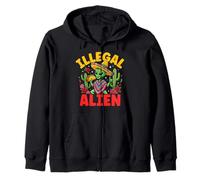 Funny Illegal Alien Cinco De Mayo Sombrero Taco Cactus Rose Zip Hoodie