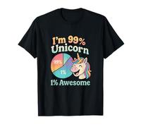 Funny I'm 99% Unicorn 1% Awesome Retro Rainbow Graphic T-Shirt