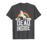 Funny I'm Dead Inside Sarcastic Depression Humour T-Shirt, Men, Dark Heather Grey, Small