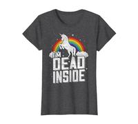 Funny I'm Dead Inside Sarcastic Depression Humour T-Shirt, Women, Dark Heather Grey, Medium