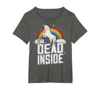 Funny I'm Dead Inside Sarcastic Depression Humour T-Shirt, Women's Plus, Asphalt Grey, 1X