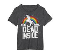 Funny I'm Dead Inside Sarcastic Depression Humour T-Shirt, Women's Plus, Dark Heather Grey, 3X