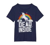 Funny I'm Dead Inside Sarcastic Depression Humour T-Shirt, Women's Plus, Navy Blue, 1X