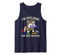 Funny I'm JUST HERE for Crayons Armed Forces Old Vet Tank Top