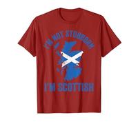 Funny I'm Not Stubborn I'm Scottish Scotland T-Shirt, Men, Cranberry Red, Large