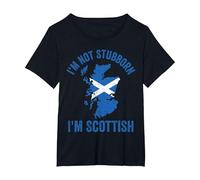 Funny I'm Not Stubborn I'm Scottish Scotland T-Shirt, Women's Plus, Black, 6X