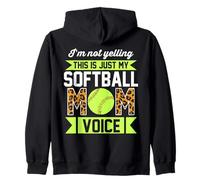 Funny I'm Not Yelling This Is Just My Softball Mom voice Zip Hoodie