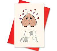 Funny I'm Nuts About You Card, Valentine's Day Birthday Card for Wife Husband, Romantic Anniversary Card for Girlfriend Boyfriend, Humorous Valentine's or Wedding Gift