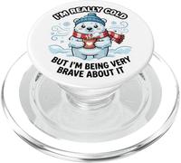 Funny I'm Really Cold But Being Very Brave Polar Bear PopSockets PopGrip for MagSafe