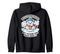 Funny I'm Really Cold But Being Very Brave Polar Bear Zip Hoodie