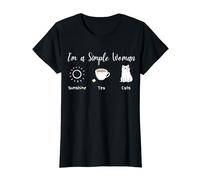 Funny I'm Simple Woman Tea Cats Sunshine Lover Mothers Day T-Shirt