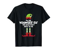 Funny I'm The Youngest Elf Rules Don't Apply to Me Cute Xmas T-Shirt