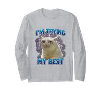 Funny I'm Trying My Best Sad Cat Design Long Sleeve T-Shirt