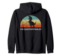Funny I'm Unstoppable T Rex With Trash Grabber Pickup Tool Zip Hoodie