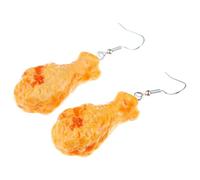 Funny Imitation Food Dangle Drop Earrings for Women Fried Chicken Leg Wing Nugget French Fries Shrimp Tail Earrings Jewelry Gift, Zinc, No Gemstone