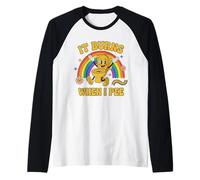 Funny Inappropriate: It Burns When I Pee Rainbow Raglan Baseball Tee