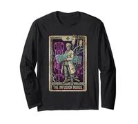 Funny Infusion Nurse Skeleton Tarot Card Long Sleeve T-Shirt