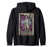 Funny Infusion Nurse Skeleton Tarot Card Zip Hoodie