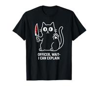 Funny "innocent" Cat with knife What T-Shirt - I Can Explain T-Shirt