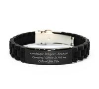 Funny Inspirational Gifts for Landscape Designer from Friends, Glide lock Clasp Bracelet, 'Landscape Designer. Because Freaking genius Is Not An Official Job Title.'