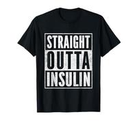 Funny Insulin Patient Gifts Diabetics Men Teens Straight Outta Insulin Diabetes Awareness Diabetics Unisex Adults Black Short Sleeve Cotton Blend Graphic T-Shirt Size S