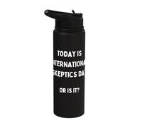 Funny International Skeptics Day False News Do Your Research Stainless Steel Insulated Water Bottle