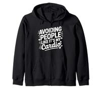 Funny Introvert Avoiding People Like Cardio Social Anxiety Zip Hoodie