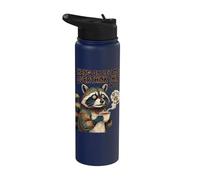 Funny Introvert Humor Raccoon Hang On Let Me Overthink This Stainless Steel Insulated Water Bottle