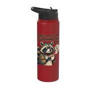 Funny Introvert Humor Raccoon Hang On Let Me Overthink This Stainless Steel Insulated Water Bottle