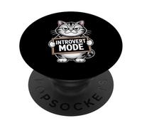 Funny Introvert Mode Cat Humor PopSockets Adhesive PopGrip