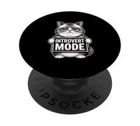 Funny Introvert Mode Cat Humor PopSockets Adhesive PopGrip