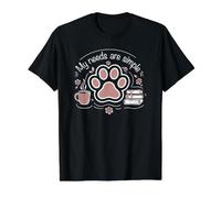Funny Introvert My Needs are Simple Book Dog and Coffee Value Graphic T-Shirt, Men, Black, S