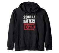 Funny Introvert Public Event Sarcastic Social Battery At 0% Zip Hoodie