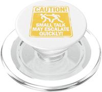 Funny Introvert Small Talk Humor Warning Sign Design PopSockets PopGrip for MagSafe