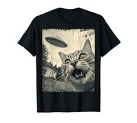 Funny Invasion Meme Vintage Alien Cat UFO Selfie T-Shirt