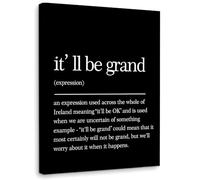Funny Irish Saying I'll Be Grand Definition Framed Canvas Wall Art Decor 11×14 inch,Inspirational Quote Print Black Painting Artwork Wall Decoration For Home Office,Irish Gifts,Encouragement Gifts